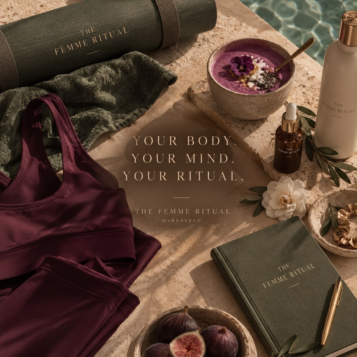 L’univers bien-être The Femme Ritual, dans des tons prune, olive et champagne